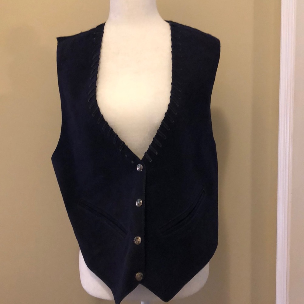 Vintage Genuine leather Suede vest Dark Blue